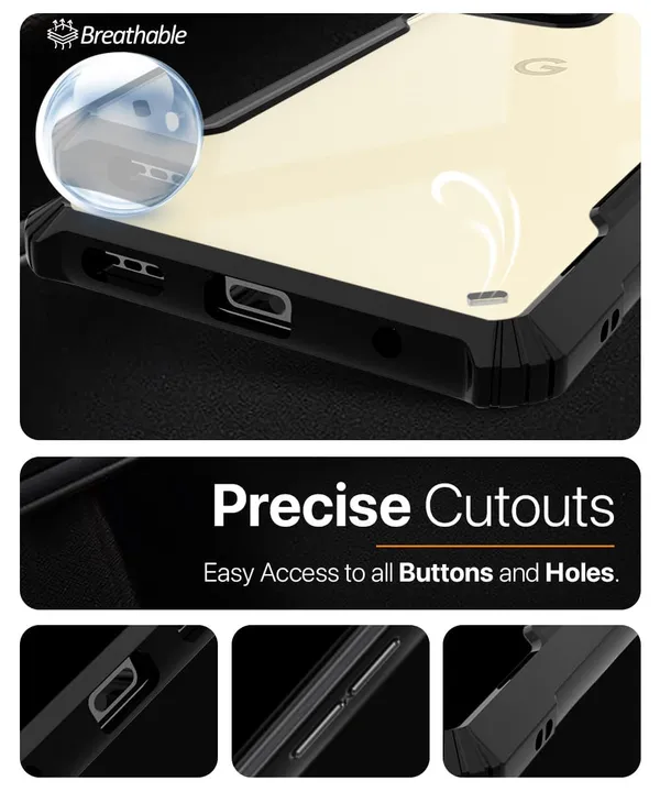 Bumper_Black_Shockproof_Bumper_Crystal__Back_Case_Cover_Compatible_With_Google_Pixel_8__Minimalist_Pc+Tpu_360_Protection_Tough_Rugged_Design