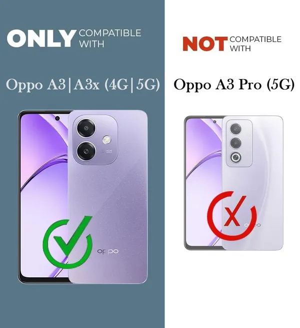 Bumper_Black_Shockproof_Bumper_Crystal__Back_Case_Cover_Compatible_With_Oppo_A3_4G_5G_/_Oppo_A3X_4G_5G__Minimalist_Pc+Tpu_360_Protection_Tough_Rugged_Design