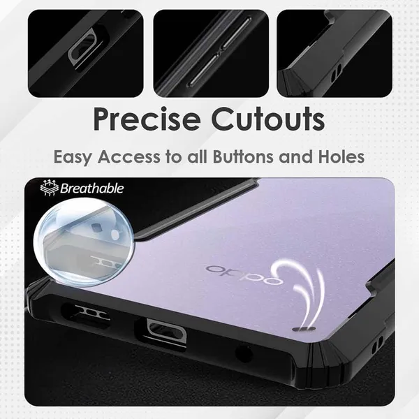 Bumper_Black_Shockproof_Bumper_Crystal__Back_Case_Cover_Compatible_With_Oppo_A3_4G_5G_/_Oppo_A3X_4G_5G__Minimalist_Pc+Tpu_360_Protection_Tough_Rugged_Design