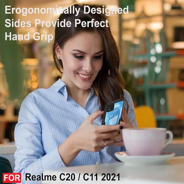 Bumper_Black_Shockproof_Bumper_Crystal__Back_Case_Cover_Compatible_With_Realme_C11_2021_/_C20_/_C20A__Minimalist_Pc+Tpu_360_Protection_Tough_Rugged_Design