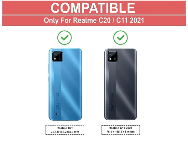 Bumper_Black_Shockproof_Bumper_Crystal__Back_Case_Cover_Compatible_With_Realme_C11_2021_/_C20_/_C20A__Minimalist_Pc+Tpu_360_Protection_Tough_Rugged_Design