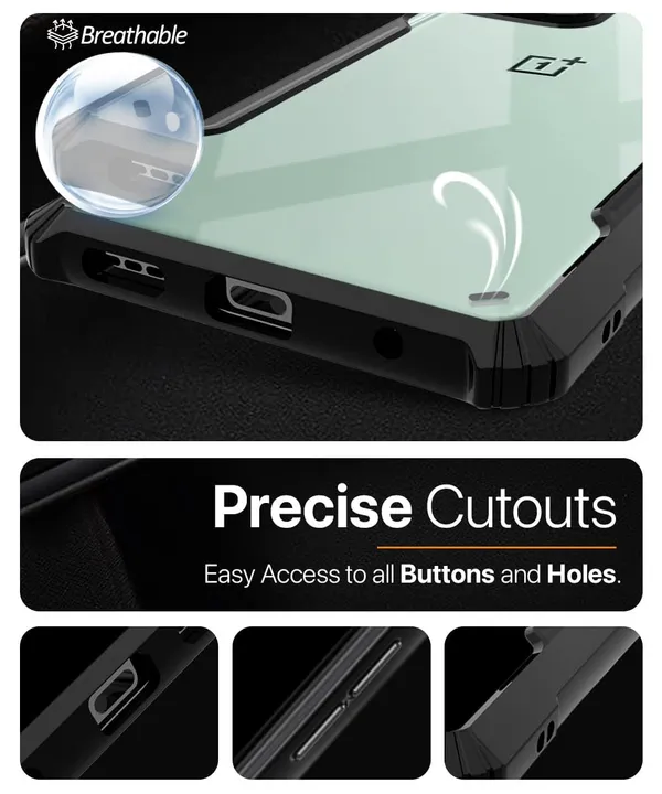 Bumper_Black_Shockproof_Bumper_Crystal__Back_Case_Cover_Compatible_With_Oneplus_Nord_3_5G_/_1+Nord_3_5G__Minimalist_Pc+Tpu_360_Protection_Tough_Rugged_Design