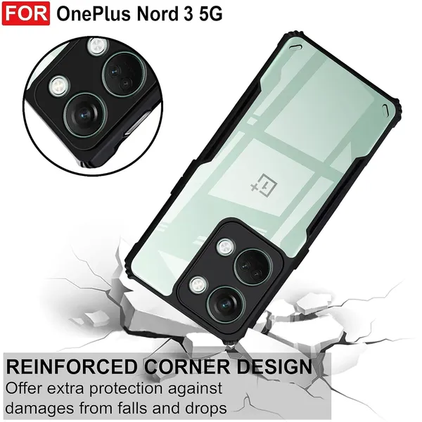 Bumper_Black_Shockproof_Bumper_Crystal__Back_Case_Cover_Compatible_With_Oneplus_Nord_3_5G_/_1+Nord_3_5G__Minimalist_Pc+Tpu_360_Protection_Tough_Rugged_Design