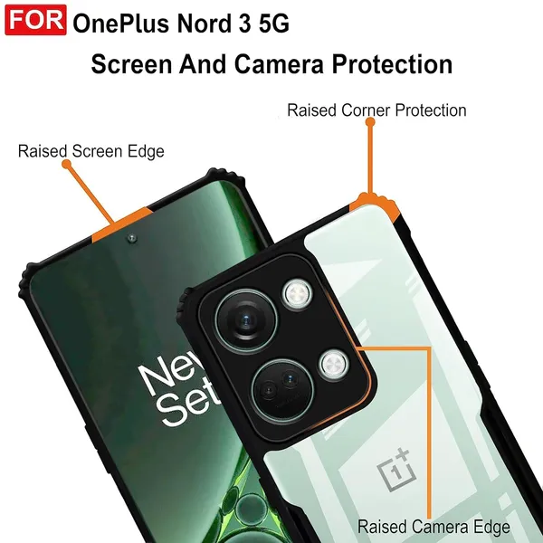 Bumper_Black_Shockproof_Bumper_Crystal__Back_Case_Cover_Compatible_With_Oneplus_Nord_3_5G_/_1+Nord_3_5G__Minimalist_Pc+Tpu_360_Protection_Tough_Rugged_Design