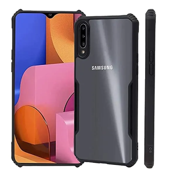 Bumper_Black_Shockproof_Bumper_Crystal__Back_Case_Cover_Compatible_With_Samsung_Galaxy_A70_/_Samsung_Galaxy_A70S__Minimalist_Pc+Tpu_360_Protection_Tough_Rugged_Design