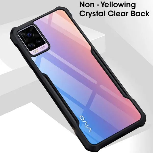 Bumper_Black_Shockproof_Bumper_Crystal__Back_Case_Cover_Compatible_With_Vivo_V20_/_V21E_4G_/_Y73_4G_2021__Minimalist_Pc+Tpu_360_Protection_Tough_Rugged_Design