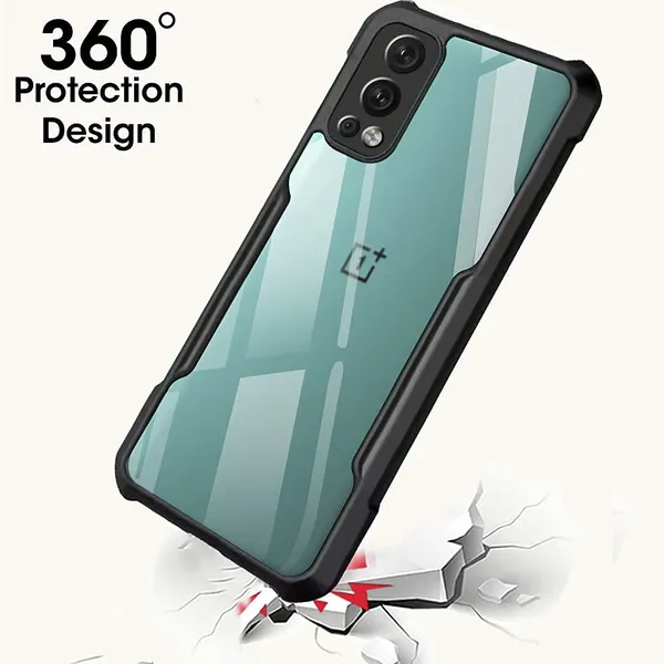 Bumper_Black_Shockproof_Bumper_Crystal__Back_Case_Cover_Compatible_With_Oneplus_Nord_2_5G_/_1+Nord_2_5G__Minimalist_Pc+Tpu_360_Protection_Tough_Rugged_Design