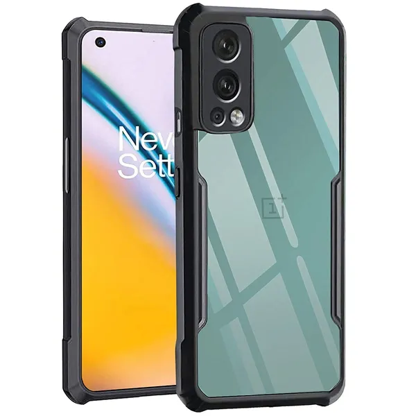 Bumper_Black_Shockproof_Bumper_Crystal__Back_Case_Cover_Compatible_With_Oneplus_Nord_2_5G_/_1+Nord_2_5G__Minimalist_Pc+Tpu_360_Protection_Tough_Rugged_Design