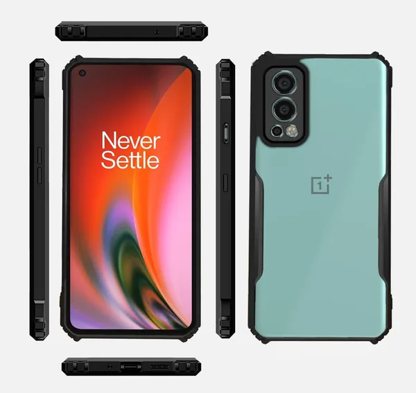 Bumper_Black_Shockproof_Bumper_Crystal__Back_Case_Cover_Compatible_With_Oneplus_Nord_2_5G_/_1+Nord_2_5G__Minimalist_Pc+Tpu_360_Protection_Tough_Rugged_Design