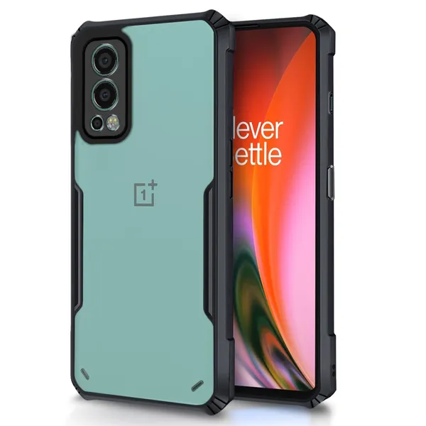 Bumper_Black_Shockproof_Bumper_Crystal__Back_Case_Cover_Compatible_With_Oneplus_Nord_2_5G_/_1+Nord_2_5G__Minimalist_Pc+Tpu_360_Protection_Tough_Rugged_Design