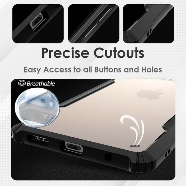 Bumper_Black_Shockproof_Bumper_Crystal__Back_Case_Cover_Compatible_With_Iphone_16_Pro_Max__Minimalist_Pc+Tpu_360_Protection_Tough_Rugged_Design