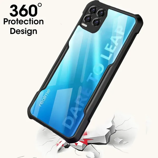 Bumper_Black_Shockproof_Bumper_Crystal__Back_Case_Cover_Compatible_With_Realme_8_4G_/_Realme_8_Pro_4G__Minimalist_Pc+Tpu_360_Protection_Tough_Rugged_Design