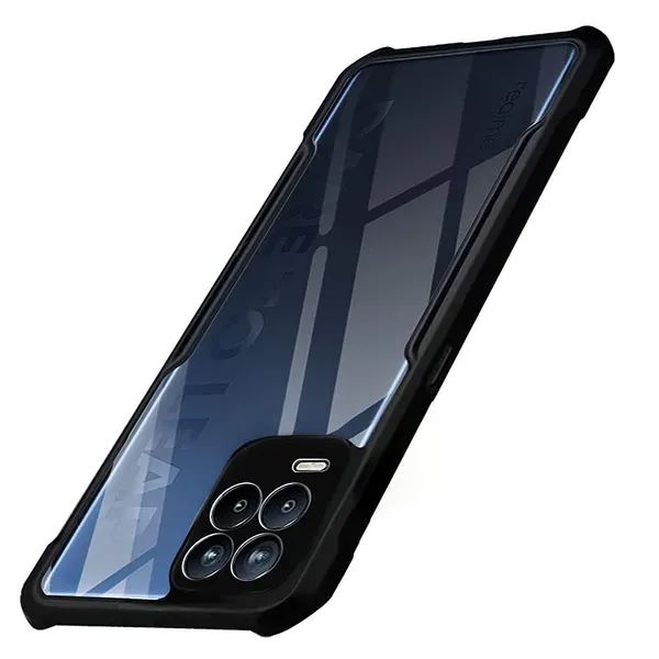 Bumper_Black_Shockproof_Bumper_Crystal__Back_Case_Cover_Compatible_With_Realme_8_4G_/_Realme_8_Pro_4G__Minimalist_Pc+Tpu_360_Protection_Tough_Rugged_Design