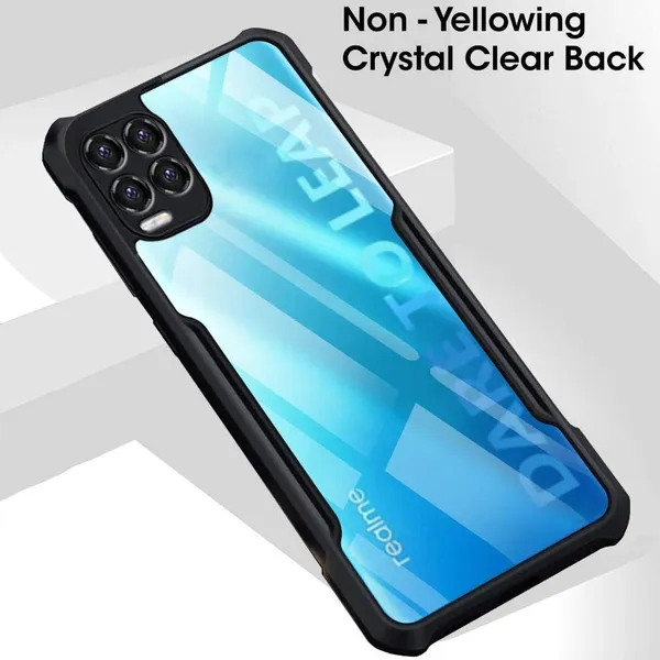 Bumper_Black_Shockproof_Bumper_Crystal__Back_Case_Cover_Compatible_With_Realme_8_4G_/_Realme_8_Pro_4G__Minimalist_Pc+Tpu_360_Protection_Tough_Rugged_Design