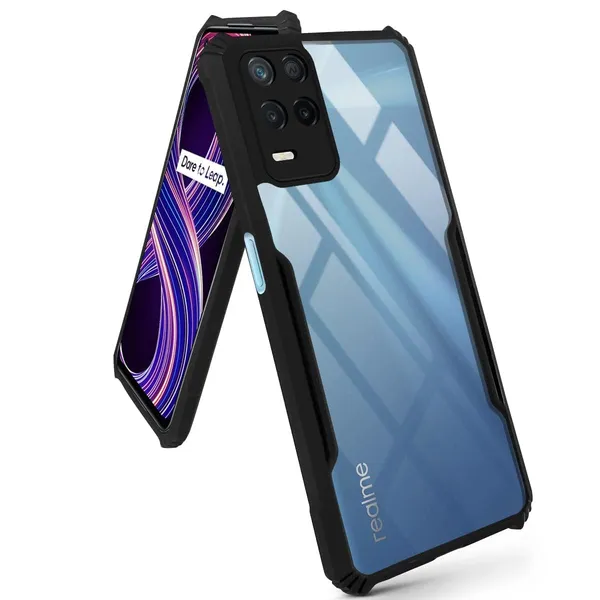 Bumper_Black_Shockproof_Bumper_Crystal__Back_Case_Cover_Compatible_With_Realme_8_4G_/_Realme_8_Pro_4G__Minimalist_Pc+Tpu_360_Protection_Tough_Rugged_Design