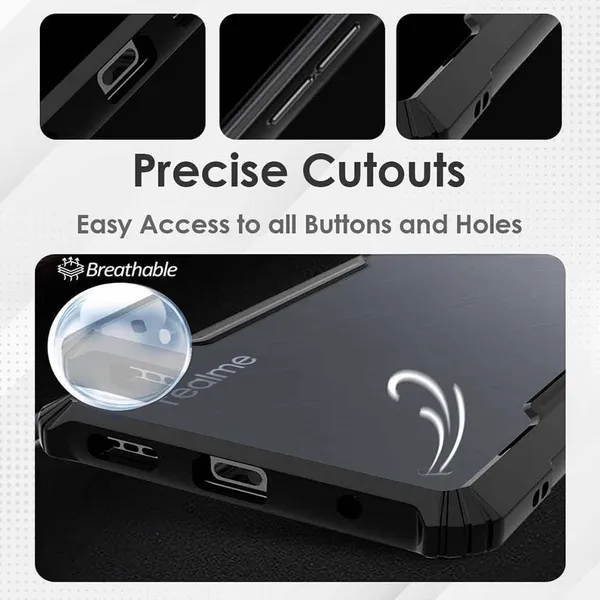 Bumper_Black_Shockproof_Bumper_Crystal__Back_Case_Cover_Compatible_With_Realme_Narzo_N61_4G_/_Realme_C61_4G__Minimalist_Pc+Tpu_360_Protection_Tough_Rugged_Design