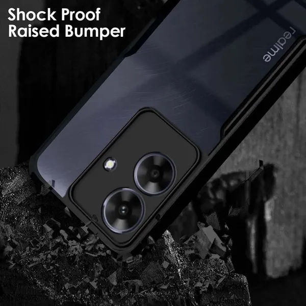 Bumper_Black_Shockproof_Bumper_Crystal__Back_Case_Cover_Compatible_With_Realme_Narzo_N61_4G_/_Realme_C61_4G__Minimalist_Pc+Tpu_360_Protection_Tough_Rugged_Design