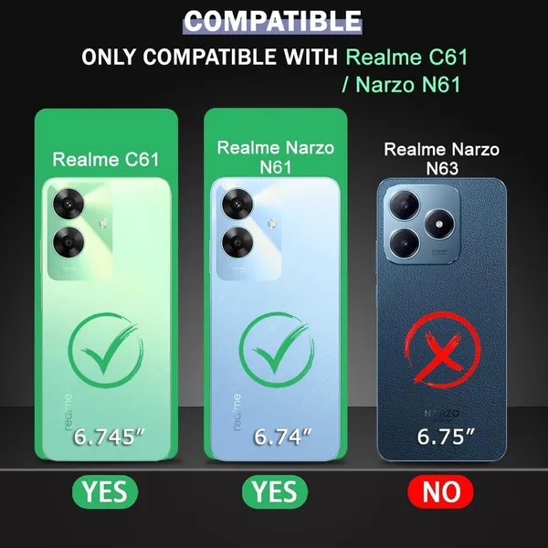 Bumper_Black_Shockproof_Bumper_Crystal__Back_Case_Cover_Compatible_With_Realme_Narzo_N61_4G_/_Realme_C61_4G__Minimalist_Pc+Tpu_360_Protection_Tough_Rugged_Design