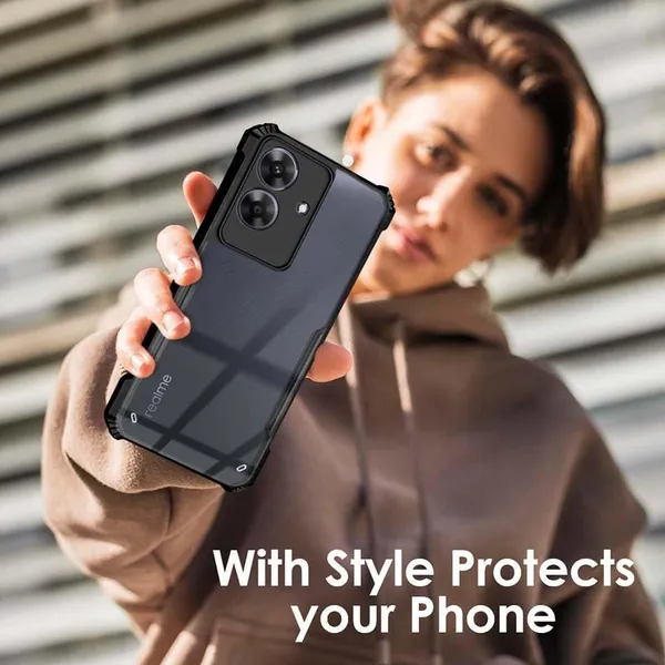 Bumper_Black_Shockproof_Bumper_Crystal__Back_Case_Cover_Compatible_With_Realme_Narzo_N61_4G_/_Realme_C61_4G__Minimalist_Pc+Tpu_360_Protection_Tough_Rugged_Design
