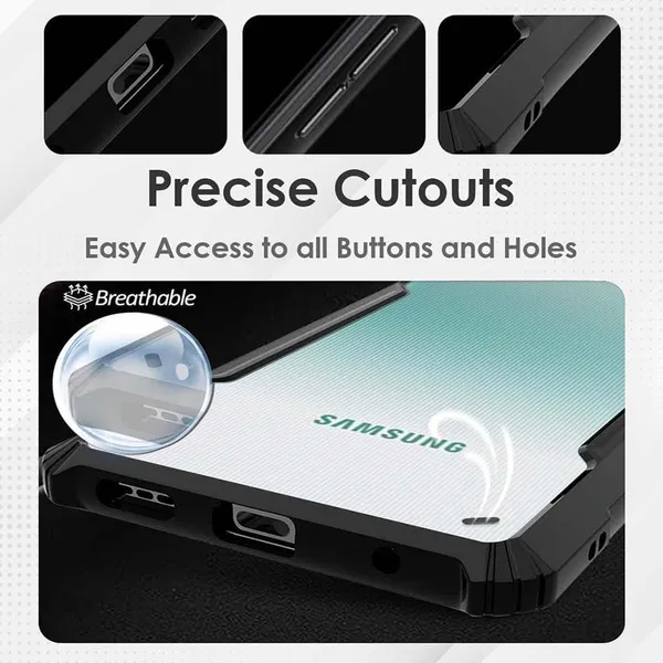 Bumper_Black_Shockproof_Bumper_Crystal__Back_Case_Cover_Compatible_With_Samsung_Galaxy_F62_/_Samsung_Galaxy_M62__Minimalist_Pc+Tpu_360_Protection_Tough_Rugged_Design