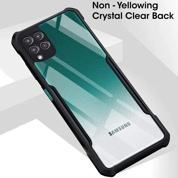 Bumper_Black_Shockproof_Bumper_Crystal__Back_Case_Cover_Compatible_With_Samsung_Galaxy_F62_/_Samsung_Galaxy_M62__Minimalist_Pc+Tpu_360_Protection_Tough_Rugged_Design