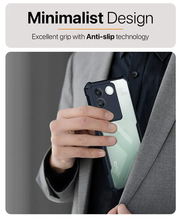 Bumper_Black_Shockproof_Bumper_Crystal__Back_Case_Cover_Compatible_With_Vivo_V27_/_Vivo_V27_Pro__Minimalist_Pc+Tpu_360_Protection_Tough_Rugged_Design