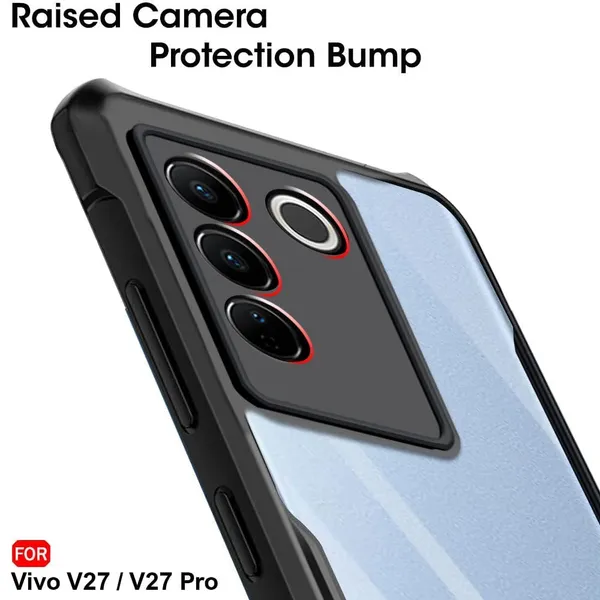 Bumper_Black_Shockproof_Bumper_Crystal__Back_Case_Cover_Compatible_With_Vivo_V27_/_Vivo_V27_Pro__Minimalist_Pc+Tpu_360_Protection_Tough_Rugged_Design