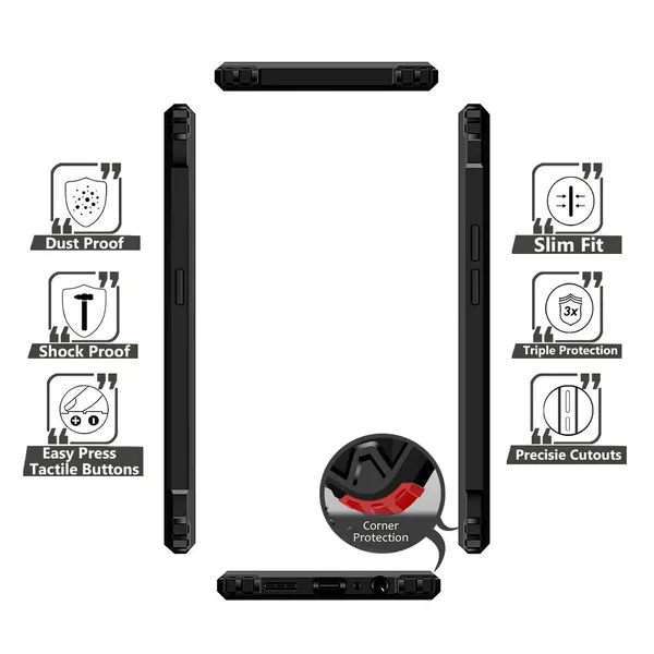 Bumper_Black_Shockproof_Bumper_Crystal__Back_Case_Cover_Compatible_With_Oppo_F19_/_F19S_4G_/_A74_4G_/_A95_4G_/_Reno6_Lite__Minimalist_Pc+Tpu_360_Protection_Tough_Rugged_Design