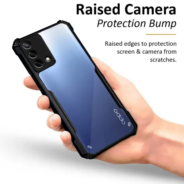 Bumper_Black_Shockproof_Bumper_Crystal__Back_Case_Cover_Compatible_With_Oppo_F19_/_F19S_4G_/_A74_4G_/_A95_4G_/_Reno6_Lite__Minimalist_Pc+Tpu_360_Protection_Tough_Rugged_Design