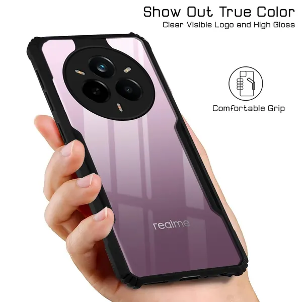 Bumper_Black_Shockproof_Bumper_Crystal__Back_Case_Cover_Compatible_With_Realme_14_Pro_5G__Minimalist_Pc+Tpu_360_Protection_Tough_Rugged_Design