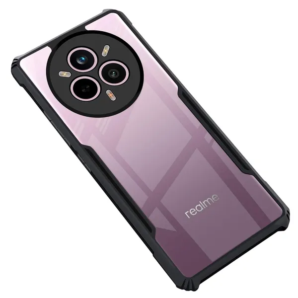 Bumper_Black_Shockproof_Bumper_Crystal__Back_Case_Cover_Compatible_With_Realme_14_Pro_5G__Minimalist_Pc+Tpu_360_Protection_Tough_Rugged_Design