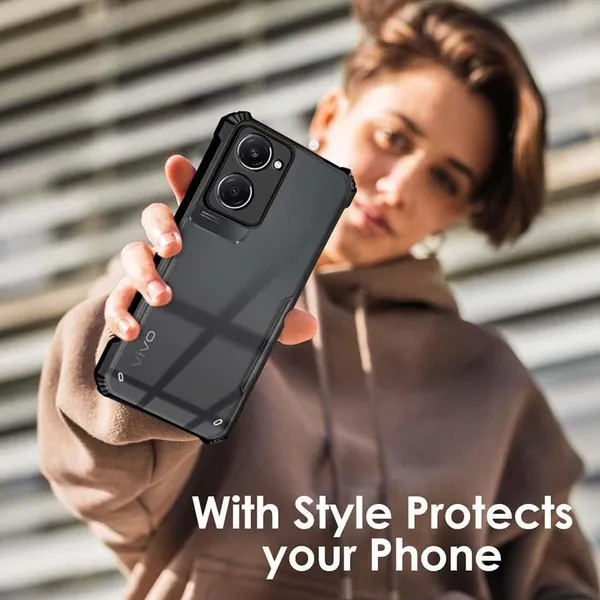 Bumper_Black_Shockproof_Bumper_Crystal__Back_Case_Cover_Compatible_Iqoo_Z9_Lite/Vivo_Y18/_Y18E/_Y18I/_Y28S/_Y37/_Y03/_T3_Lite_5G_Minimalist_Pc+Tpu_360_Tough_Rugged