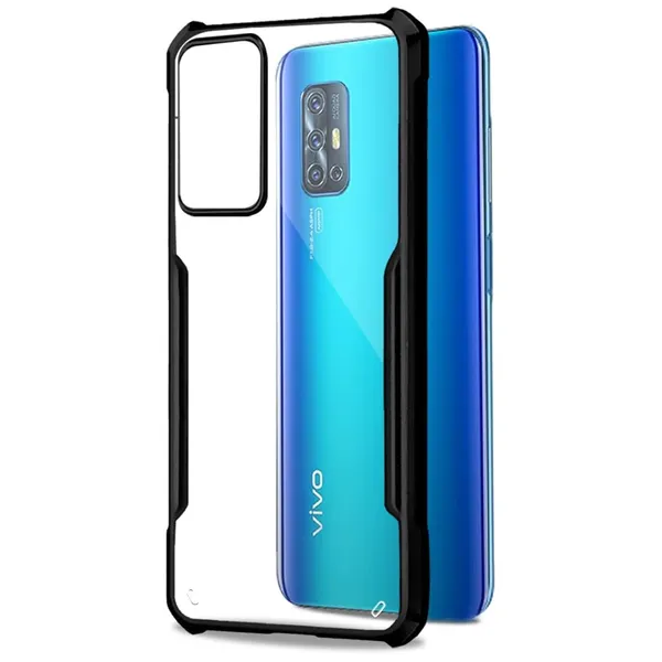 Bumper_Black_Shockproof_Bumper_Crystal__Back_Case_Cover_Compatible_With_Vivo_V17_/_S1_Pro__Minimalist_Pc+Tpu_360_Protection_Tough_Rugged_Design