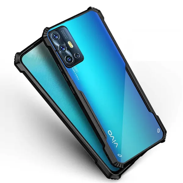 Bumper_Black_Shockproof_Bumper_Crystal__Back_Case_Cover_Compatible_With_Vivo_V17_/_S1_Pro__Minimalist_Pc+Tpu_360_Protection_Tough_Rugged_Design