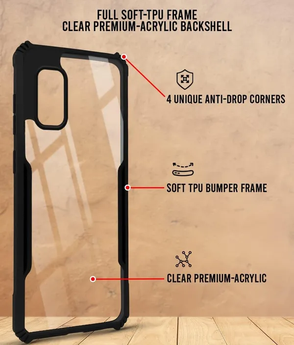 Bumper_Black_Shockproof_Bumper_Crystal__Back_Case_Cover_Compatible_With_Vivo_V17_/_S1_Pro__Minimalist_Pc+Tpu_360_Protection_Tough_Rugged_Design