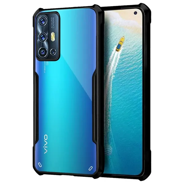 Bumper_Black_Shockproof_Bumper_Crystal__Back_Case_Cover_Compatible_With_Vivo_V17_/_S1_Pro__Minimalist_Pc+Tpu_360_Protection_Tough_Rugged_Design