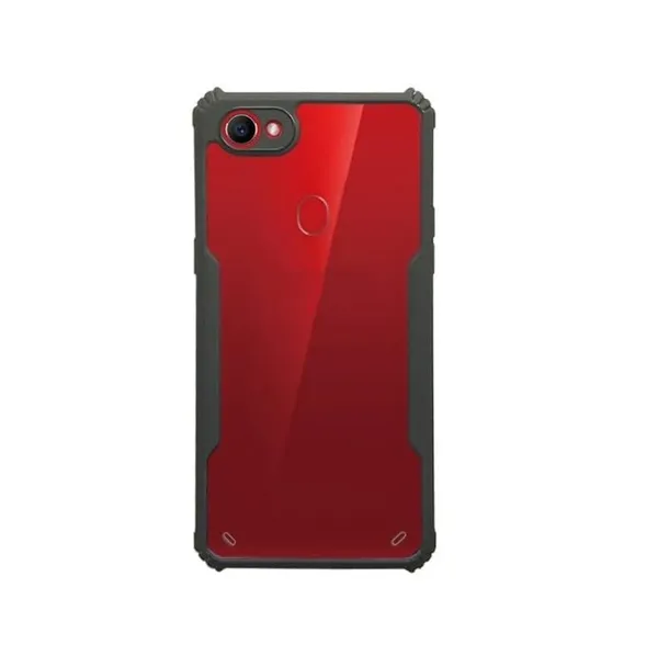 Bumper_Black_Shockproof_Bumper_Crystal__Back_Case_Cover_Compatible_With_Vivo_V7__Minimalist_Pc+Tpu_360_Protection_Tough_Rugged_Design