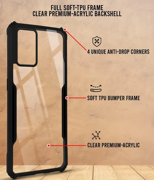 Bumper_Black_Shockproof_Bumper_Crystal__Back_Case_Cover_Compatible_With_Vivo_V7__Minimalist_Pc+Tpu_360_Protection_Tough_Rugged_Design