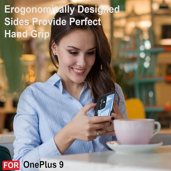 Bumper_Black_Shockproof_Bumper_Crystal__Back_Case_Cover_Compatible_With_Oneplus_9_5G_/_1+9__Minimalist_Pc+Tpu_360_Protection_Tough_Rugged_Design