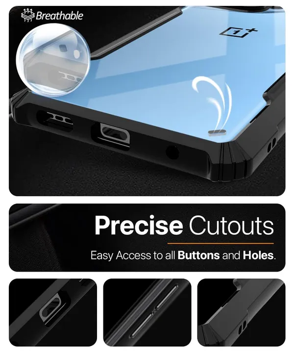 Bumper_Black_Shockproof_Bumper_Crystal__Back_Case_Cover_Compatible_With_Oneplus_12R_5G_/_1+Ace_3_5G__Minimalist_Pc+Tpu_360_Protection_Tough_Rugged_Design