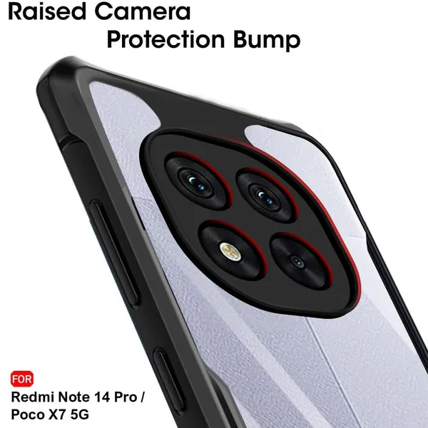 Black_Shockproof_Bumper_Crystal__Back_Case_Cover_Compatible_With_Xiaomi_Redmi_Note_14_Pro_5G_/_Poco_X7_5G__Minimalist_Pc+Tpu_360_Protection_Tough_Rugged_Design