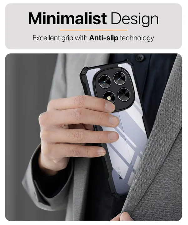 Black_Shockproof_Bumper_Crystal__Back_Case_Cover_Compatible_With_Xiaomi_Redmi_Note_14_Pro_5G_/_Poco_X7_5G__Minimalist_Pc+Tpu_360_Protection_Tough_Rugged_Design