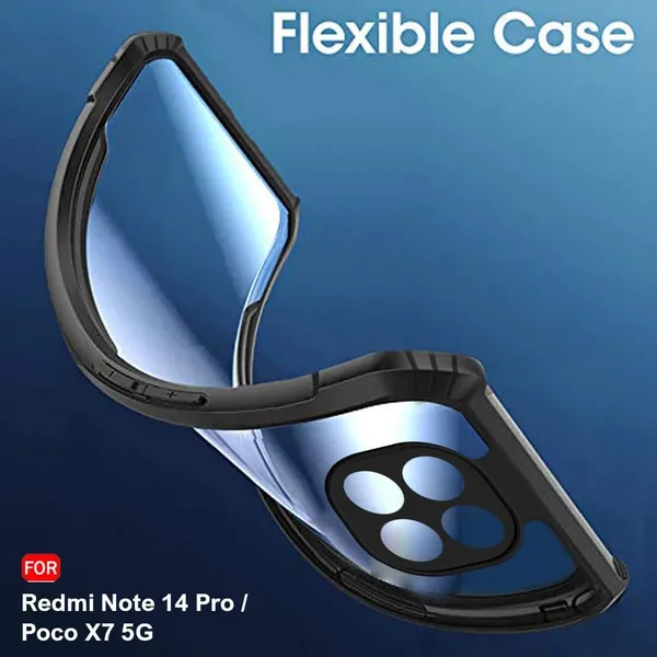 Black_Shockproof_Bumper_Crystal__Back_Case_Cover_Compatible_With_Xiaomi_Redmi_Note_14_Pro_5G_/_Poco_X7_5G__Minimalist_Pc+Tpu_360_Protection_Tough_Rugged_Design