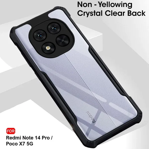 Black_Shockproof_Bumper_Crystal__Back_Case_Cover_Compatible_With_Xiaomi_Redmi_Note_14_Pro_5G_/_Poco_X7_5G__Minimalist_Pc+Tpu_360_Protection_Tough_Rugged_Design