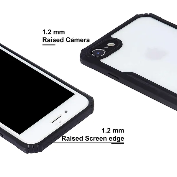 Bumper_Black_Shockproof_Bumper_Crystal__Back_Case_Cover_Compatible_With_Iphone_6_Plus_/_6S_Plus__Minimalist_Pc+Tpu_360_Protection_Tough_Rugged_Design