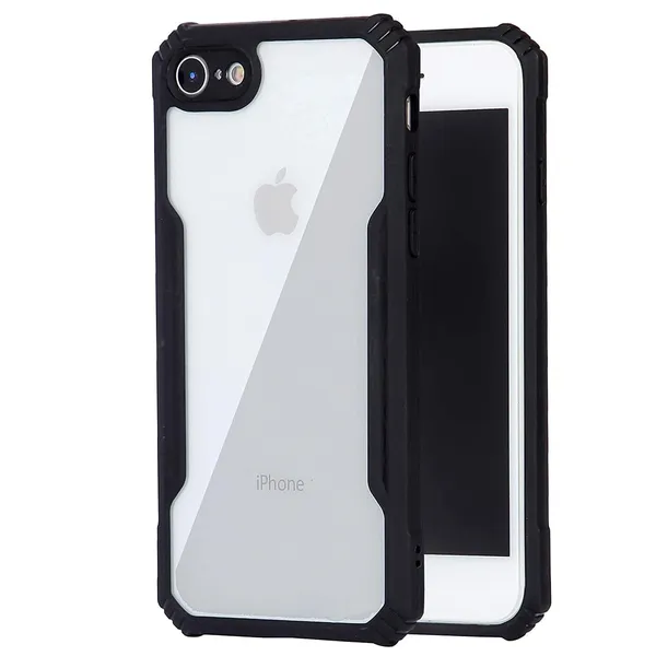 Bumper_Black_Shockproof_Bumper_Crystal__Back_Case_Cover_Compatible_With_Iphone_6_Plus_/_6S_Plus__Minimalist_Pc+Tpu_360_Protection_Tough_Rugged_Design