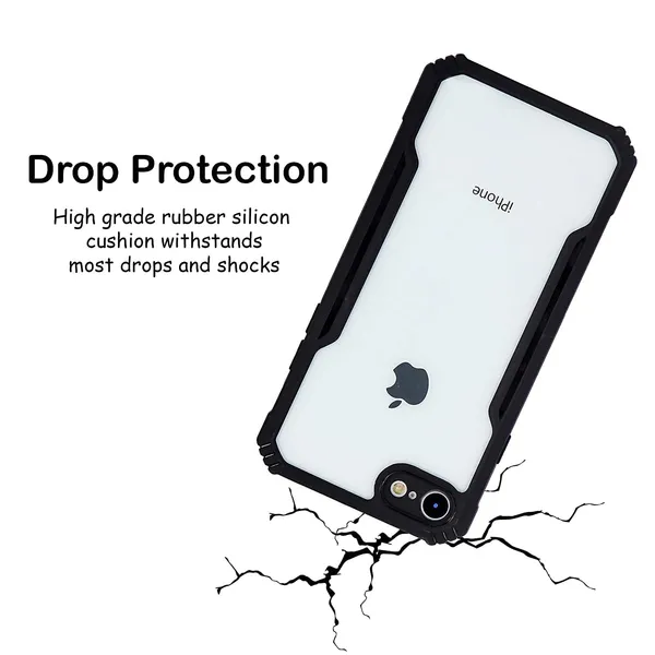 Bumper_Black_Shockproof_Bumper_Crystal__Back_Case_Cover_Compatible_With_Iphone_6_Plus_/_6S_Plus__Minimalist_Pc+Tpu_360_Protection_Tough_Rugged_Design