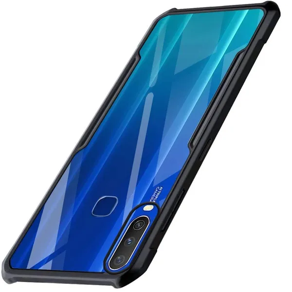 Bumper_Black_Shockproof_Bumper_Crystal__Back_Case_Cover_Compatible_With_Vivo_Y3_/_Y17_/_Y12_/_Y11_/_Y15_/_U10_/_U3X__Minimalist_Pc+Tpu_360_Protection_Tough_Rugged_Design