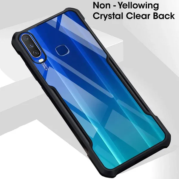 Bumper_Black_Shockproof_Bumper_Crystal__Back_Case_Cover_Compatible_With_Vivo_Y3_/_Y17_/_Y12_/_Y11_/_Y15_/_U10_/_U3X__Minimalist_Pc+Tpu_360_Protection_Tough_Rugged_Design