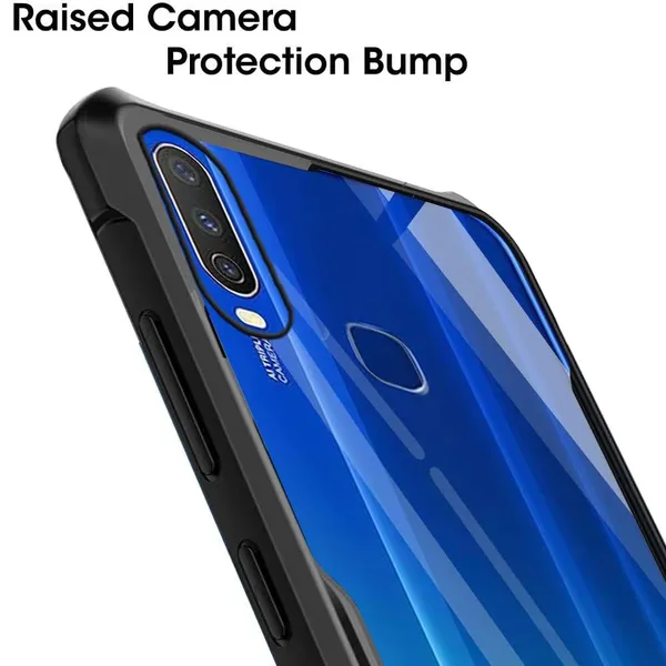 Bumper_Black_Shockproof_Bumper_Crystal__Back_Case_Cover_Compatible_With_Vivo_Y3_/_Y17_/_Y12_/_Y11_/_Y15_/_U10_/_U3X__Minimalist_Pc+Tpu_360_Protection_Tough_Rugged_Design